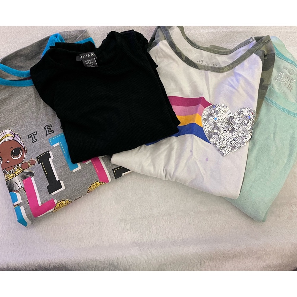 Girls Size Large (10-12) 4 Piece Bundle of Long Sleeve T-Shirts